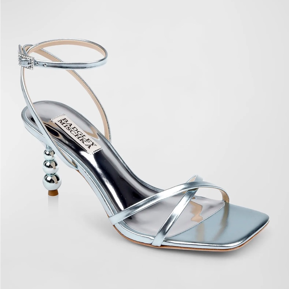 Badgley Mischka Callie Leather Crisscross Ankle-Strap Sandals - Picture 1 of 7
